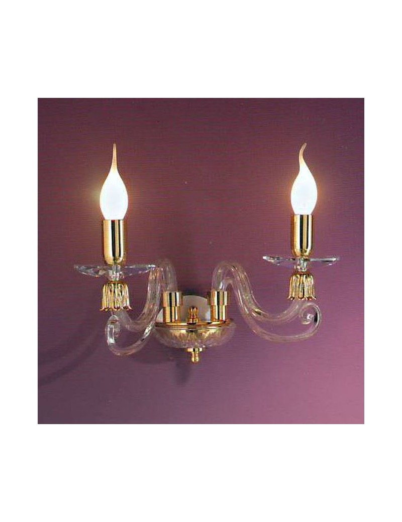 PrezziForti.it | applique in vetro soffiato decoro oro e trasparente camera soggiorno ondaluce 1306 ap2