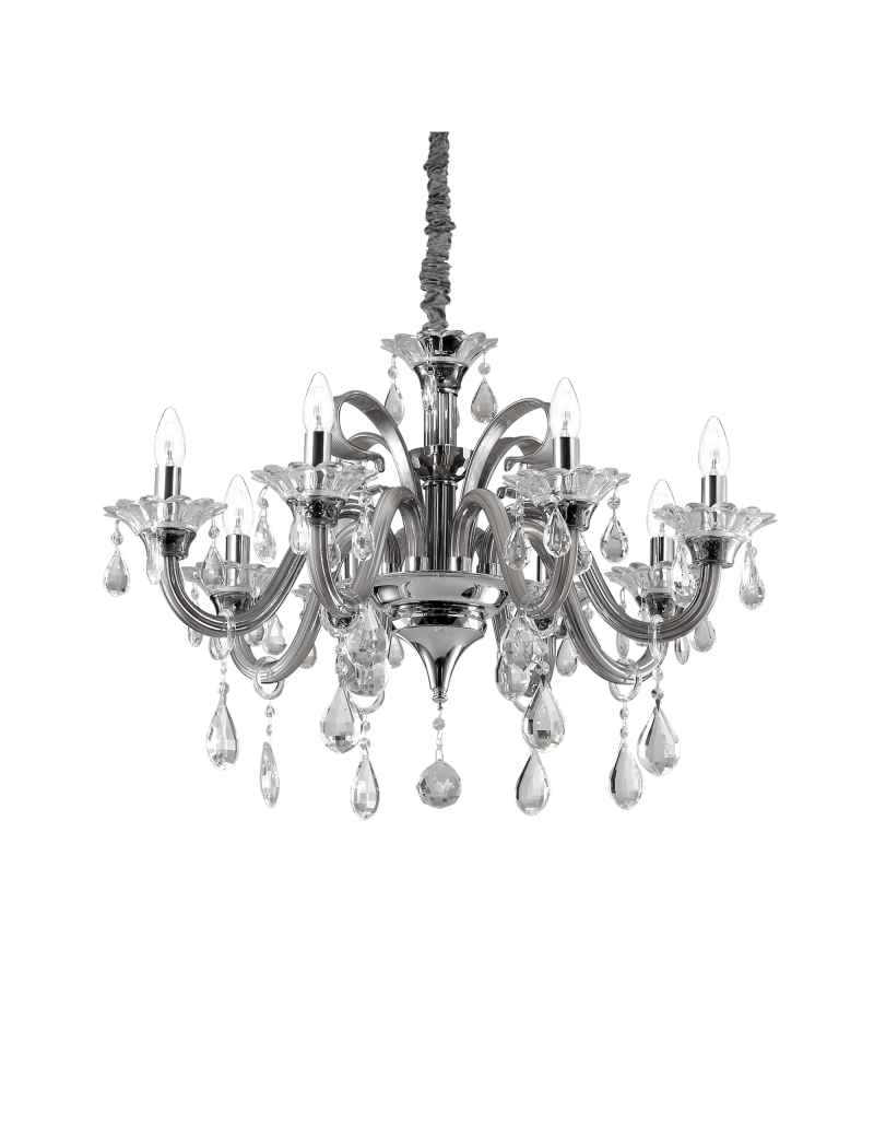 PrezziForti.it | colossal sp8 lampadario sospensione pendagli e decorativi in vetro soffiato e cristallo trasparente ideal lux 114187 trasparente