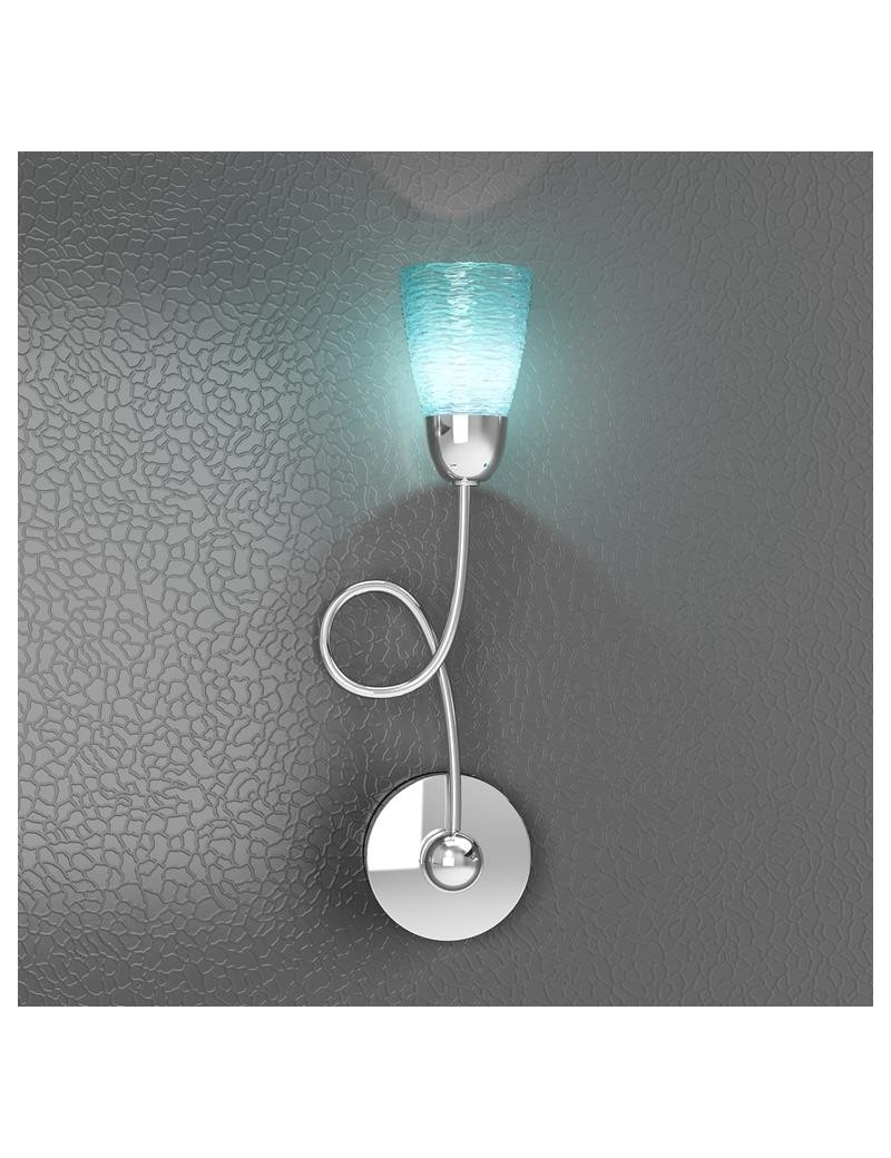 PrezziForti.it | feeling applique moderno cromo 1 luce vetro azzurro top light 1011 a1 ha