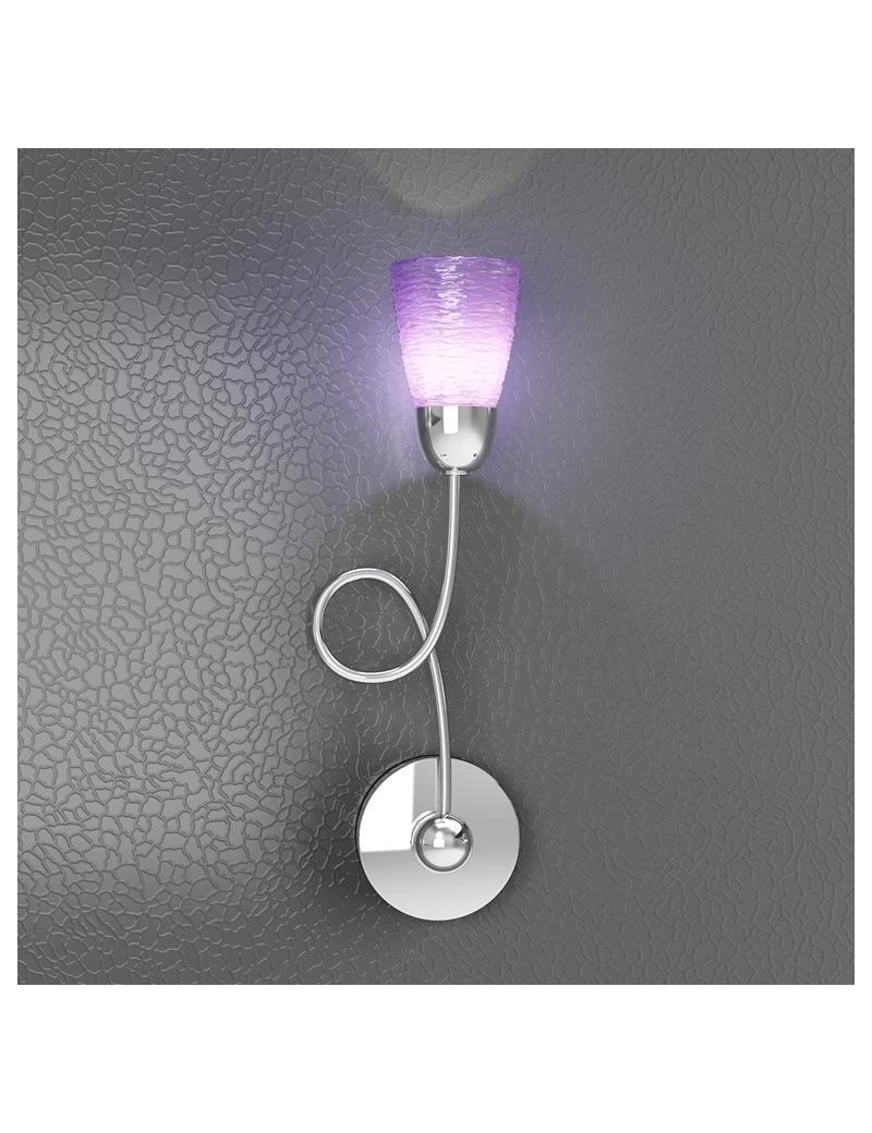 PrezziForti.it | feeling applique moderno cromo 1 luce vetro colorato lilla top light 1011 a1 hl