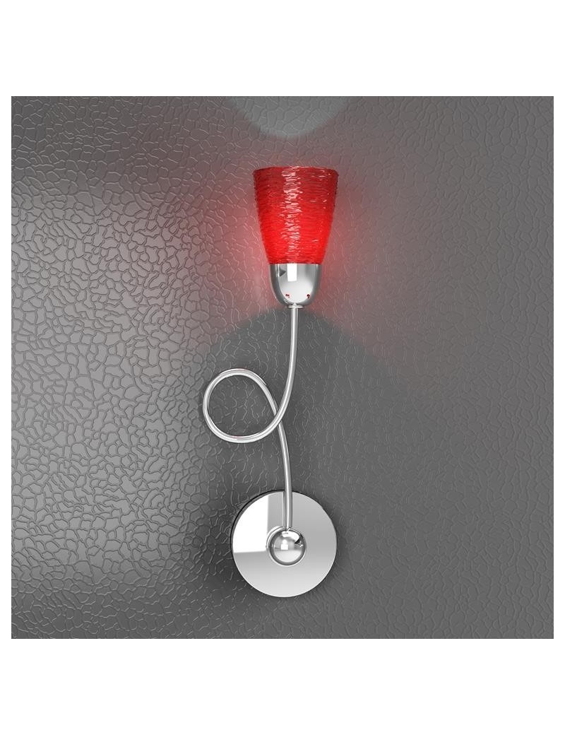 PrezziForti.it | feeling applique moderno cromo 1 luce vetro rosso top light 1011 a1 hr