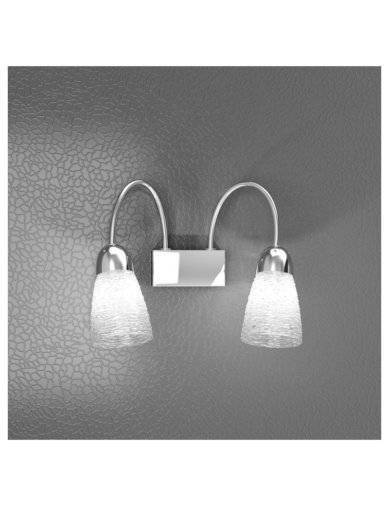 PrezziForti.it | feeling applique moderno cromo 2 luci vetro trasparente top light 1011 a2 ht