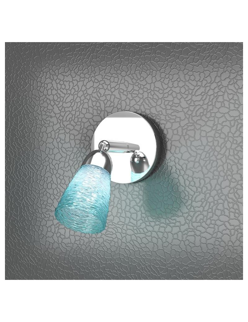 PrezziForti.it | feeling faretto moderno cromo 1 luce vetro azzurro top light 1011 f1 ha