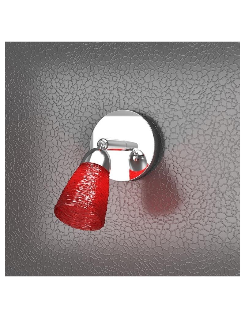 PrezziForti.it | feeling faretto moderno cromo 1 luce vetro rosso top light 1011 f1 hr