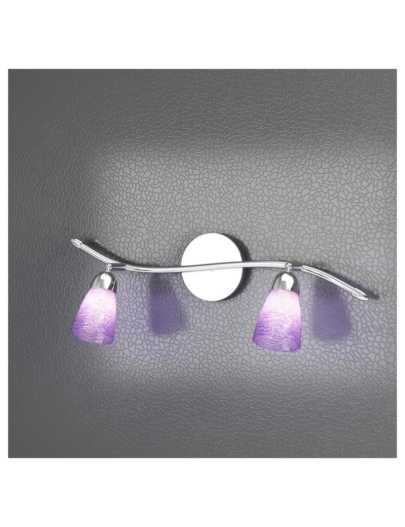 PrezziForti.it | feeling faretto moderno cromo 2 luci vetro colorato lilla top light 1011 f2 hl