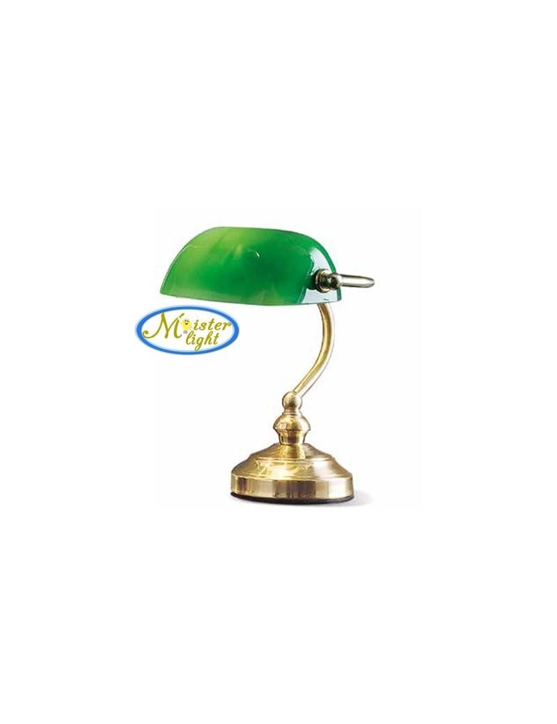 PrezziForti.it | lampada ottone lucido media metallo e vetro verde per scrivania perenz 4806 v