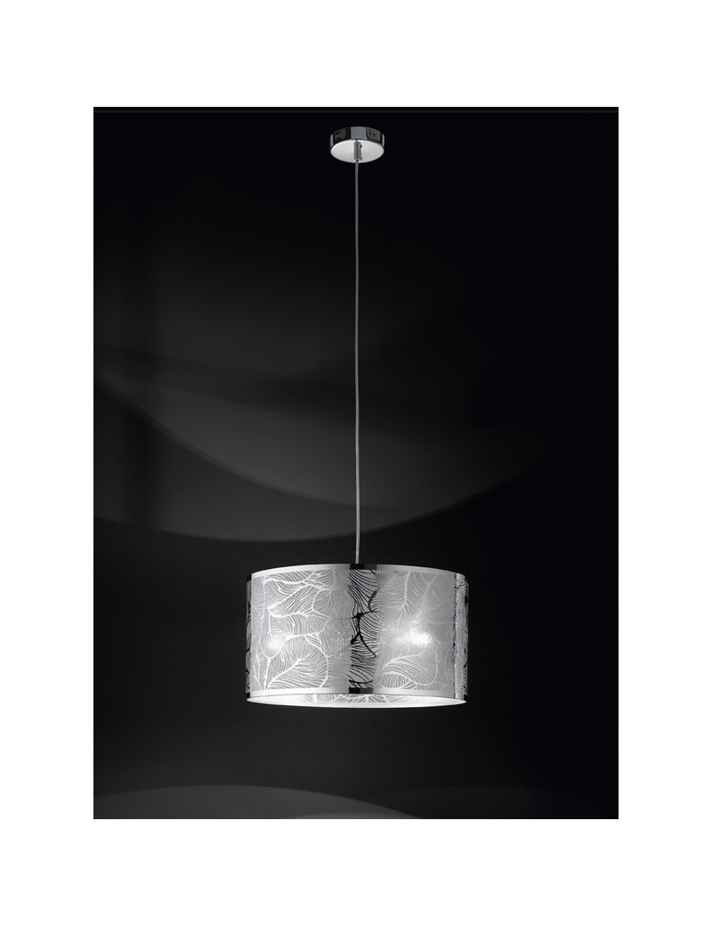 PrezziForti.it | lampada sospensione acciaio cromo lucido disegno decorativo foglie perenz 5891