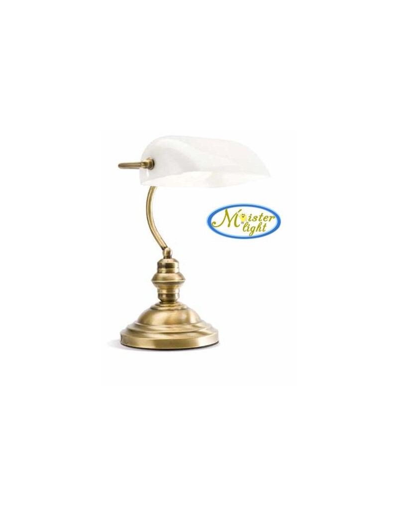 PrezziForti.it | lampada ufficio ottone lucido brunito metallo e vetro bianco perenz 4807 b