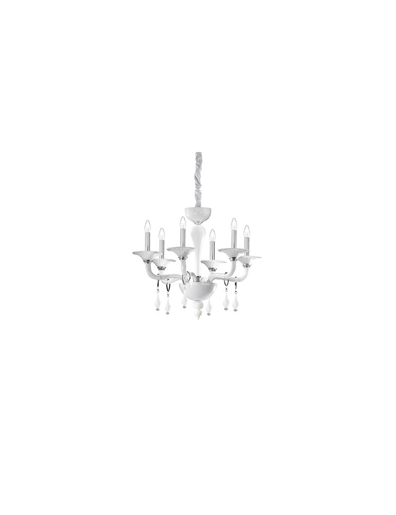 PrezziForti.it | miramare sp6 lampadario in vetro trasparente bianco 6 luci ideal lux 68183