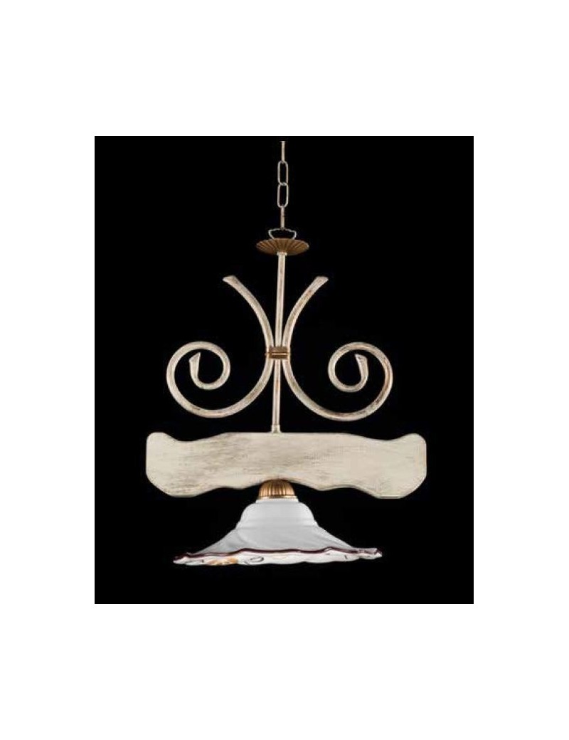 PrezziForti.it | sospensione legno bianco e ferro avorio per cucina diffusore ceramica decorata ondaluce s01avorio2016